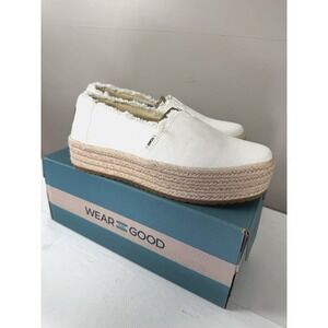 NWB TOMS Valencia Ivory Canvas Platform Espadrille 6.5 Coastal Grandma Cottageco